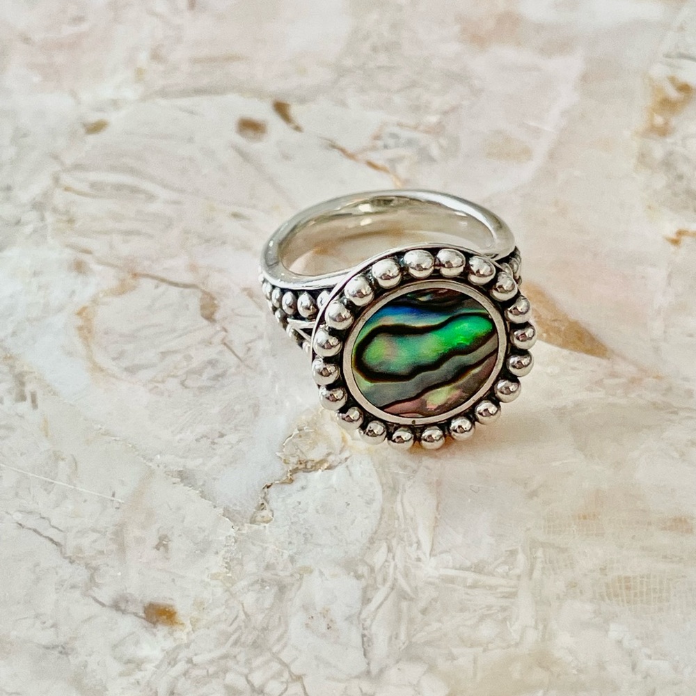 LAGOS Silver Ring with Green and Black Accents